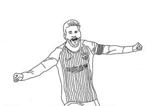 דף צביעה ציור לצביעה של שחקן הכדורגל מסי מנצח