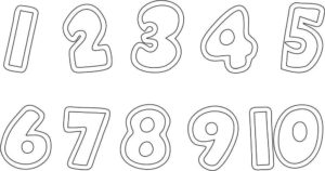 דף צביעה דף צביעה של המספרים מאחד עד עשר