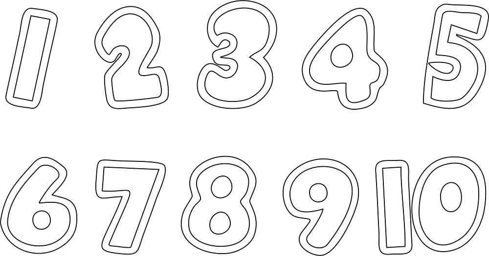 דף צביעה דף צביעה של המספרים מאחד עד עשר