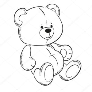 דף צביעה ציור חמוד של דובי לצביעה