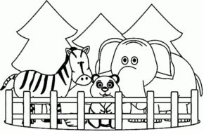 דף צביעה ציור של כלוב חיות בגן החיות לצביעה