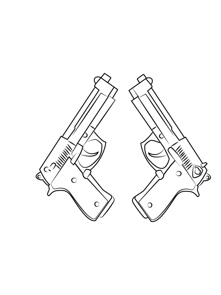 דף צביעה ציור של אקדחים מסטרייק לצביעה ולהדפסה