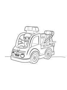 דף צביעה ציור של איש לגו נוסע במשאית לצביעה