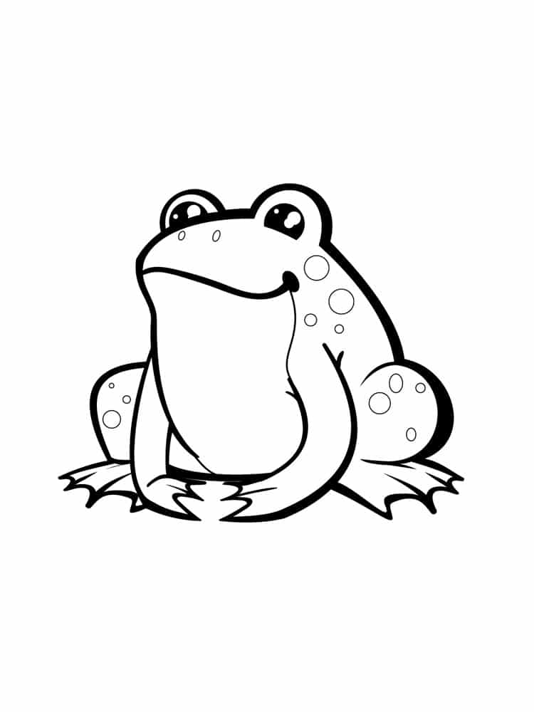 דף צביעה ציור של צפרדע יושבת לצביעה