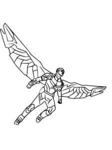 דף צביעה ציור לצביעה של דמות מתוך הנוקמים עם כנפיים
