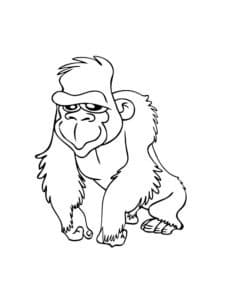 דף צביעה ציור של קוף גורילה קטן לצביעה