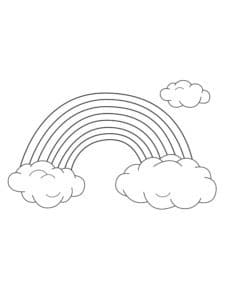דף צביעה ציור של קשת ושלושה עננים לצביעה