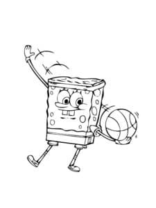 דף צביעה בוב ספוג עם כדורסל