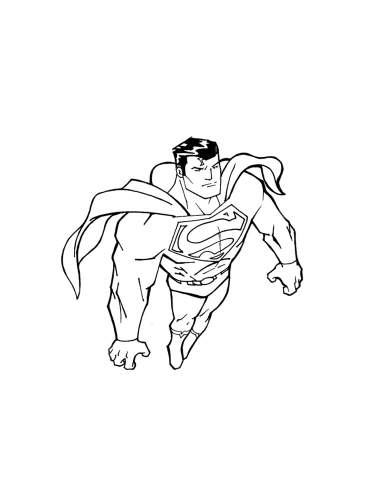 דף צביעה דף צביעה עם ציור של סופרמן מעופף להדפסה