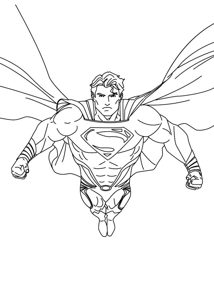 דף צביעה דף צביעה עם ציור של סופרמן מעופף