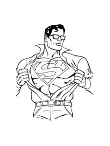 דף צביעה ציור של סופרמן עם משקפיים לצביעה