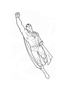 דף צביעה ציור של סופרמן באוויר עם יד מורמת לצביעה