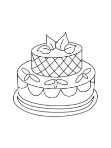 דף צביעה ציור עוגה בשתי שכבות לצביעה