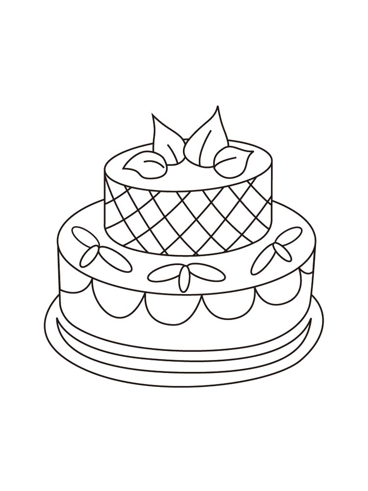 דף צביעה ציור עוגה בשתי שכבות לצביעה