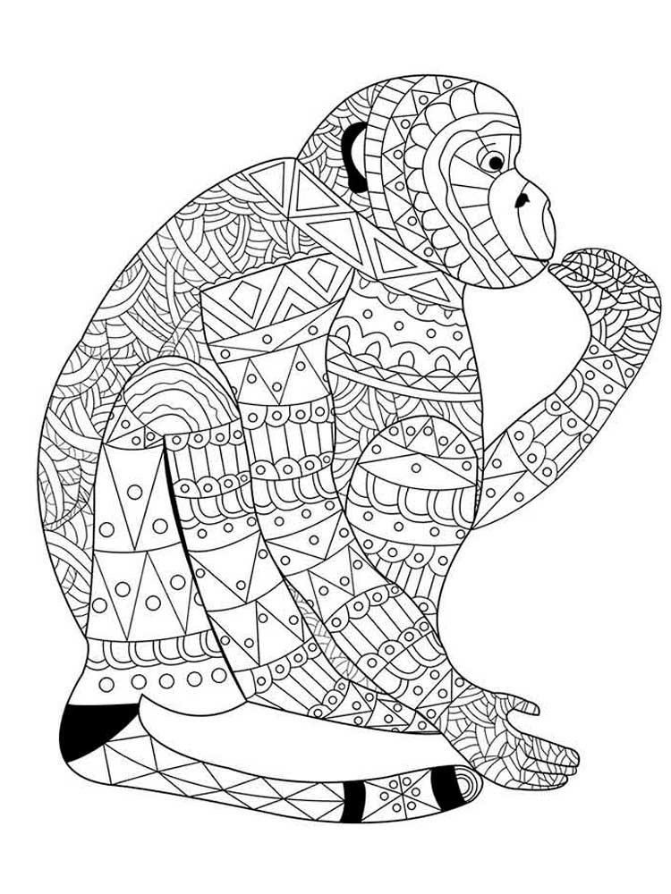 דף צביעה דף צביעה של מנדלה עם ציור קוף