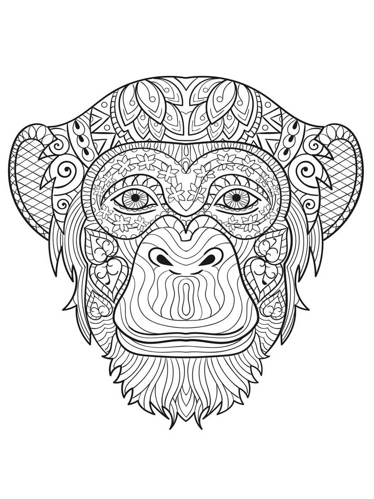 מנדלה לצביעה עם ציור של ראש קוף