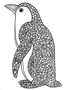 דף צביעה דף צביעה עם מנדלה של פינגווין יפה