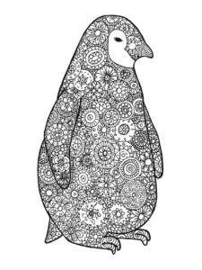 דף צביעה מנדלה יפה לצביעה עם ציור של פינגווין