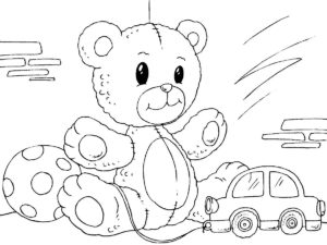 דף צביעה ציור לצביעה של דובי וצעצועים