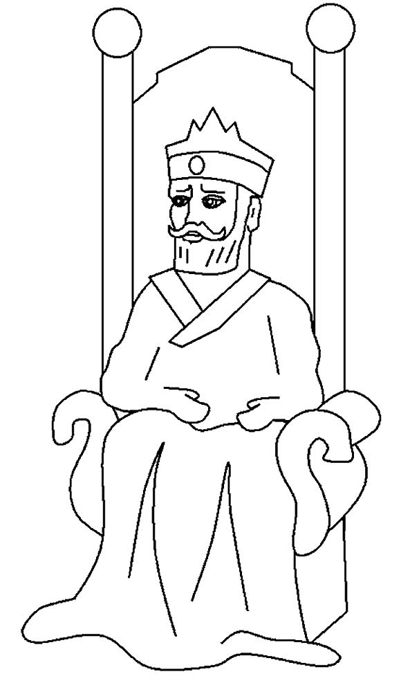 דף ציעה עם ציור של מלך יושב כל כסא מלכות