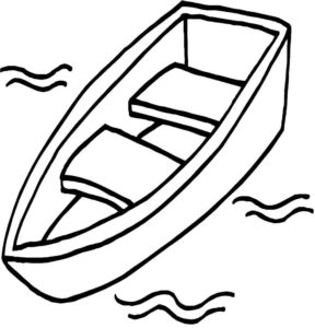 דף צביעה ציור פשוט לצביעה של סירה בים