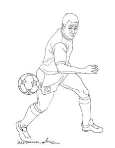 דף צביעה דף צביעה עם ציור של שחקן מנסה לתפוס כדור