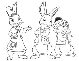 דף צביעה ציור של פיטר הארנב וחברים לצביעה