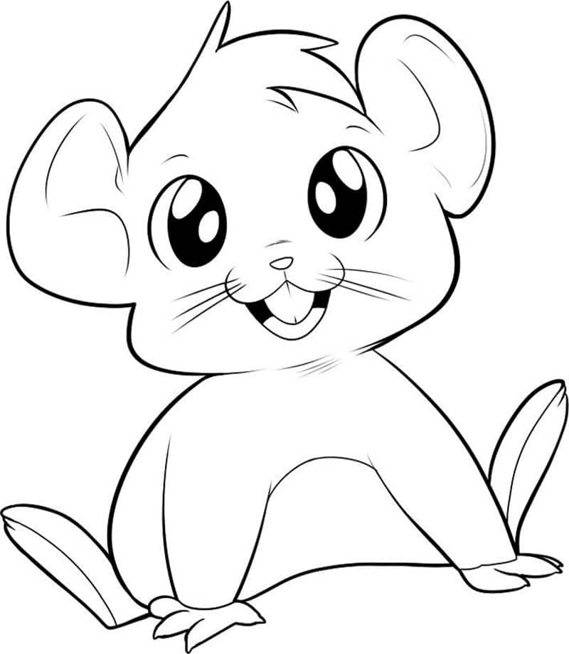 דף צביעה ציור לצביעה עם עכבר חמוד