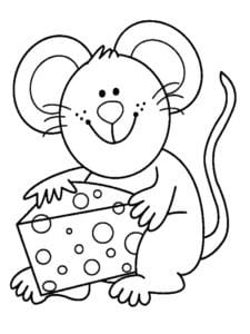 דף צביעה ציור לצביעה של עכבר עגלגל אוכל גבינה