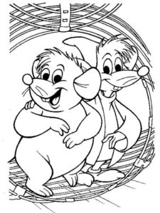 דף צביעה ציור שני העכברים מהסרט סינדרלה לצביעה ולהדפסה