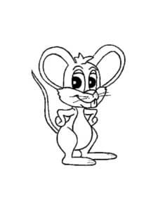 דף צביעה ציור עכברון קטן עם עיניים גדולות לצביעה