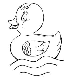 דף צביעה דף צביעה להדפסה עם ציור של ברווז קטן שוחה