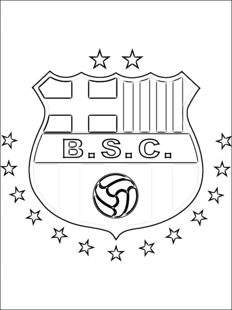 דף צביעה ציור של סמל ליגת ברצלונה בכדורגל לצביעה