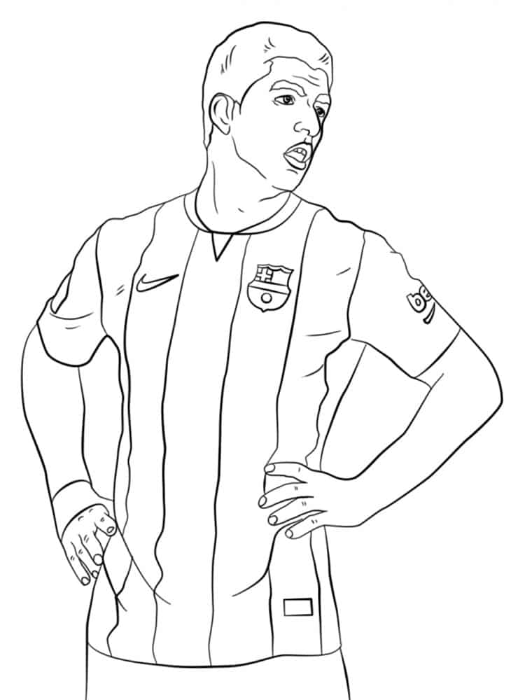 דף צביעה ציור לצביעה ולהדפסה של שחקן כדורגל מליגת ברצלונה
