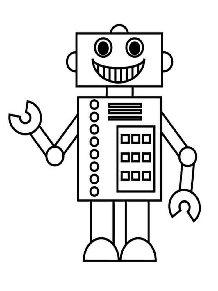 דף צביעה ציור של רובוט מחייך לצביעה