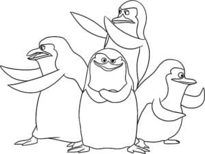 דף צביעה ציור של פינגווינים רוקדים לצביעה