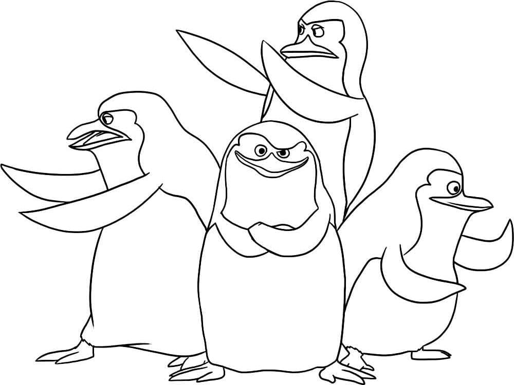 ציור של פינגווינים רוקדים לצביעה