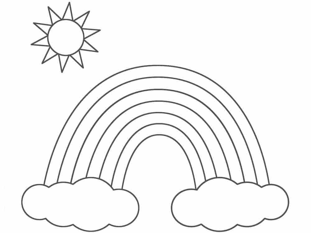 ציור לצביעה של קשת בענן לילדים