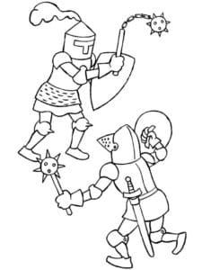 דף צביעה דף צביעה עם ציור של שני אבירים נלחמים