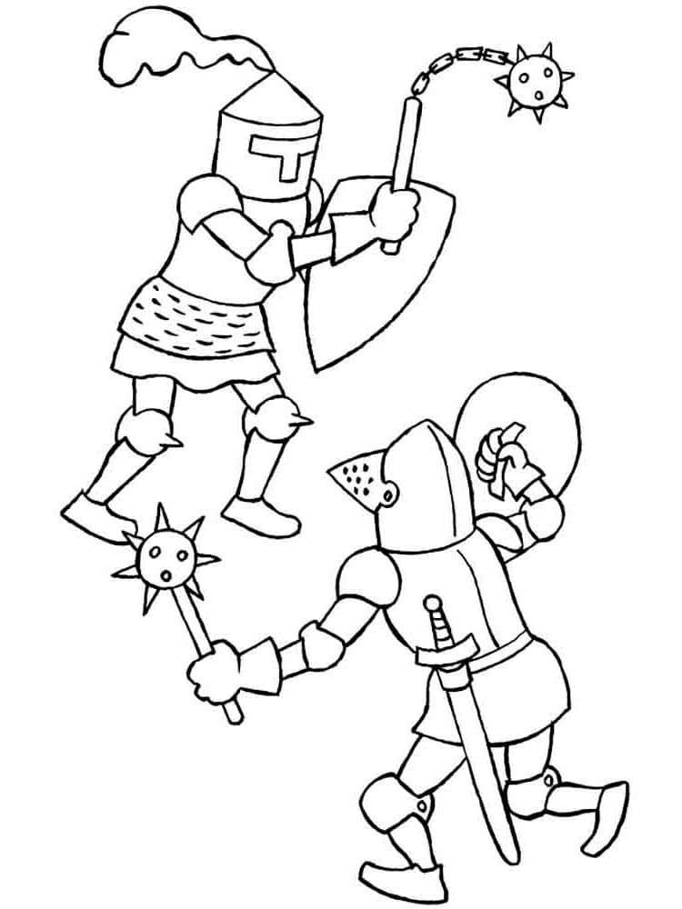 דף צביעה דף צביעה עם ציור של שני אבירים נלחמים