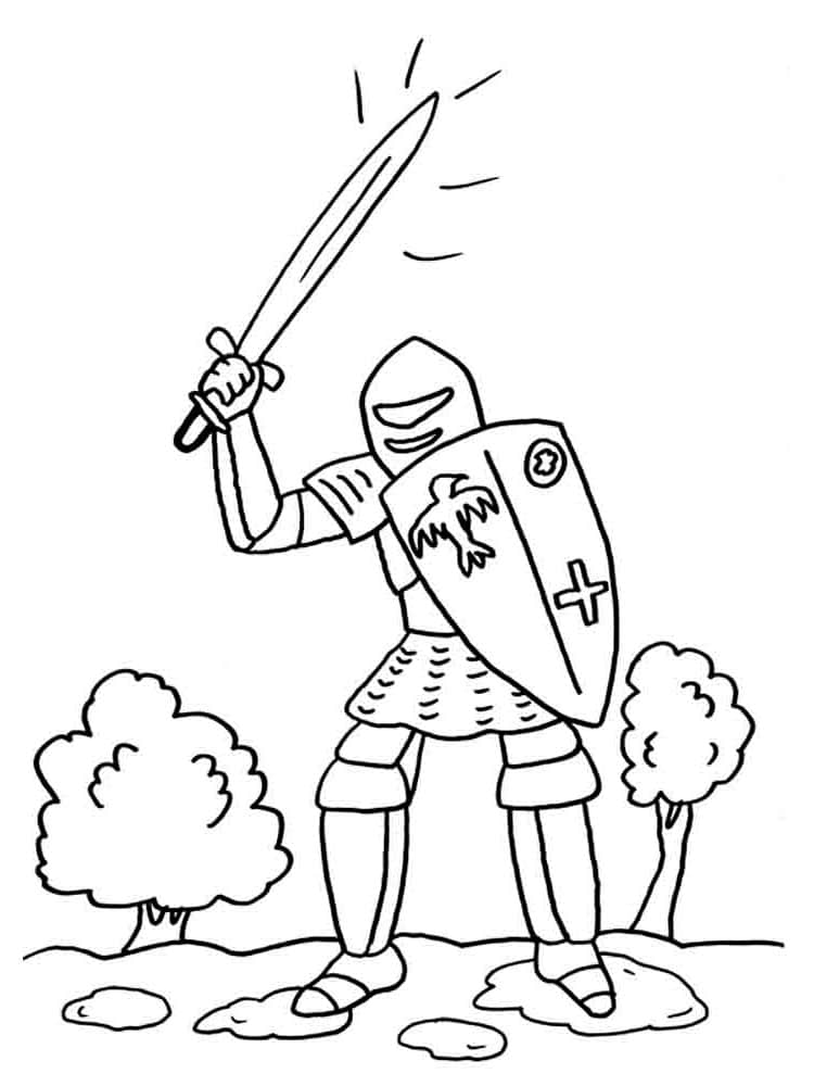 דף צביעה דף צביעה של אביר עם חרב ושריון