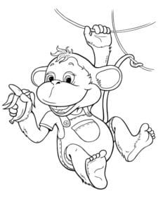 דף צביעה דף צביעה עם קוף ובננה