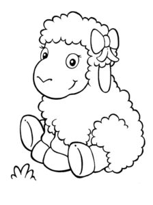 דף צביעה דף צביעה עם ציור של כבשה קטנה עם סרט להדפסה