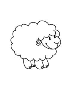 דף צביעה כבשה חמודה עם צמר רך לצביעה