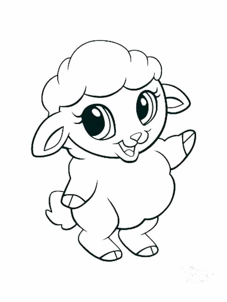 כבשה קטנה מחייכת לצביעה ולהדפסה