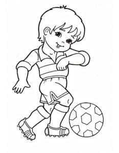 דף צביעה דף צביעה עם ילד חמוד משחק כדורגל