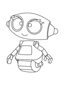 דף צביעה ציור של רובוט חמוד עם גלגל לצביעה