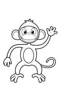 דף צביעה ציור פשוט לצביעה של קוף מרים יד