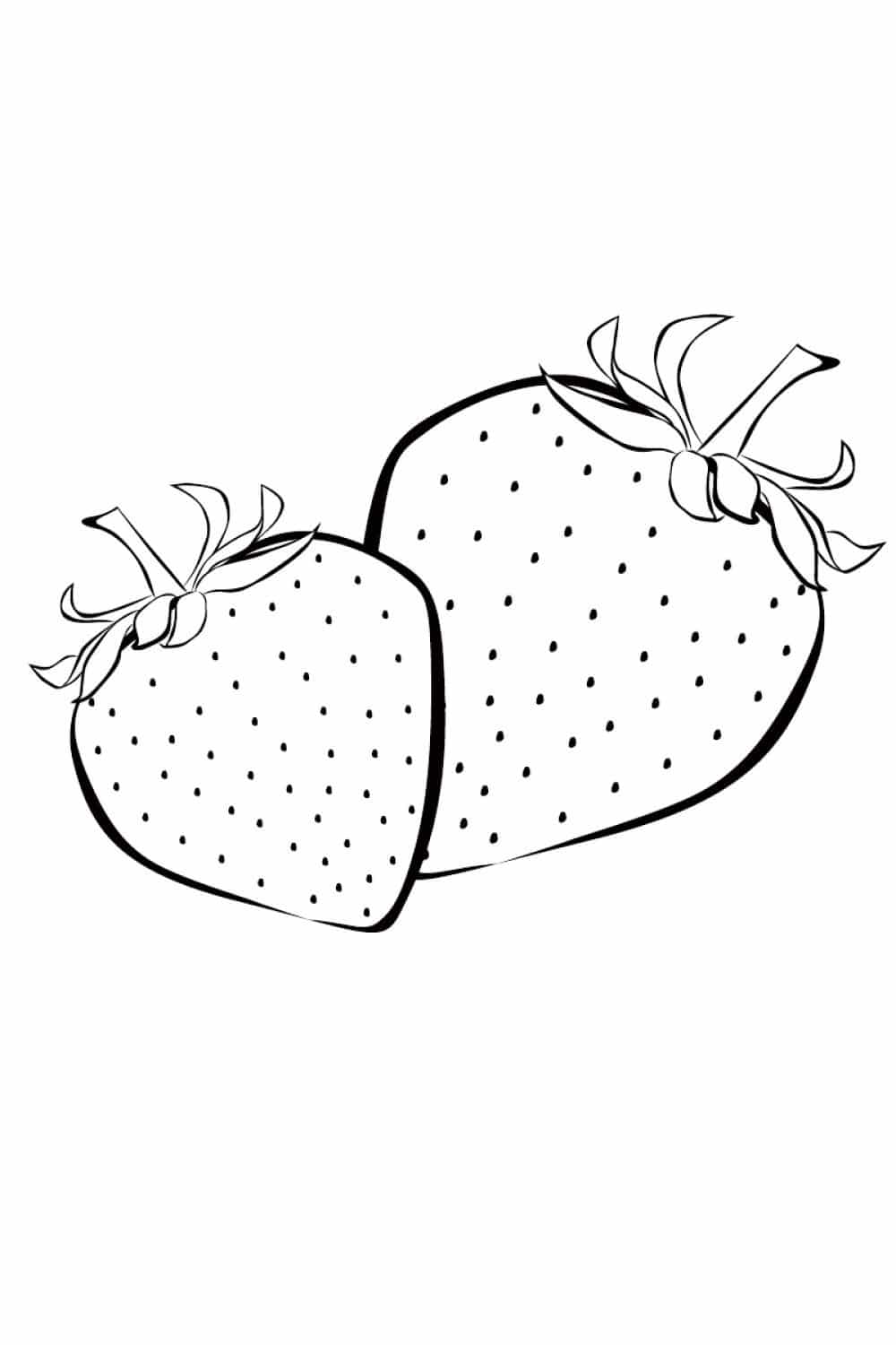 דף צביעה ציור של שני תותים לצביעה