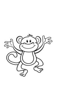 דף צביעה ציור לצביעה של קוף רוקד